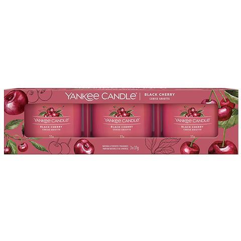 PANKEE CANDLE Set 3 Candele Black Cherry Rosso